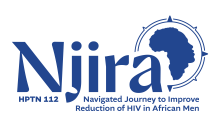 HPTN 112 NJIRA Study logo in blue featuring a map of Africa and a compass, reading "Navigated Journey to Improve Reduction of HIV in African Men" 